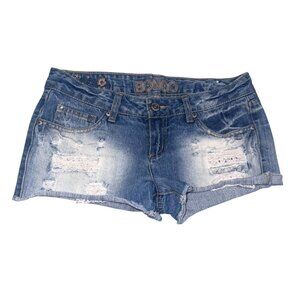 BONGO Blue Distressed Denim Jean Shorts
